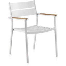 GEESE HOME Sillón aluminio blanco con madera de teka en brazo