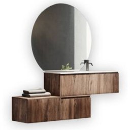 AQA DESIGN Mueble de baño bañera derecha 4 piezas en mdf roble oscuro