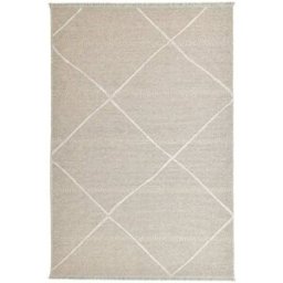 THEKO Alfombra fina tejida a máquina en lana y viscosa beige 240x340 cm