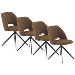 GEESE HOME Pack de 4 sillas tapizadas giratorias nido de abeja mostaza