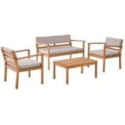 sweeek Conjunto de jardín de madera de acacia, 4 plazas, marrón