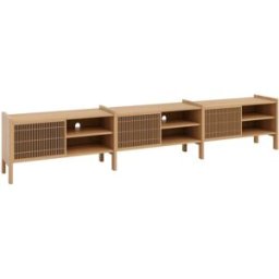 Naan Furniture Mueble TV grande en pino barnizado en color roble 300,6 cm