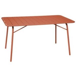 sweeek Mesa de jardín bistró de acero plegable, 6 plazas, 140cm, terracota