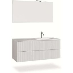 AQA DESIGN Mueble de baño bañera derecha 4 piezas en mdf blanco mate