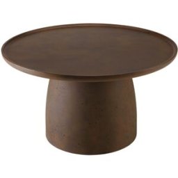 MACABANE Mesa de centro redonda de hormigón marrón, 80 cm de diámetro