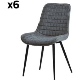 ML-Design 6x Sillas de comedor antracita imitación cuero con respaldo
