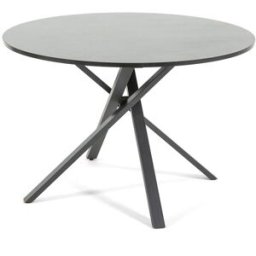 Fuori Mesa redonda 110 cm con patas de metal y tablero efecto granito