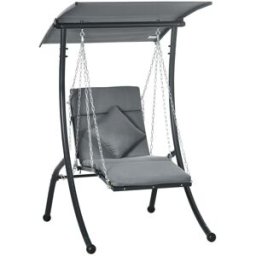 OKWISH Balancín de jardín gris oscuro de acero 108x145x169 cm