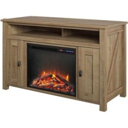 Loft24 Mueble tv con chimenea eléctrica efecto roble