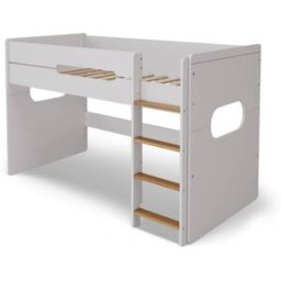 ID Kids Cama media alta blanco y madera 90x190 cm
