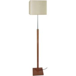 Tosel Lámpara de pie columna madera nuez metal pantalla beige
