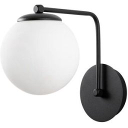 Wonderlamp Aplique de pared minimalista negro con esferas opal