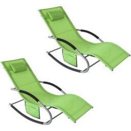 SoBuy 2x muebles de jardin mecedora silla tumbona de exterior reclinable