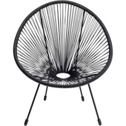 Kare Design Sillón de jardín apilable negro de polietileno y acero