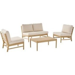 sweeek Conjunto de jardín de madera de acacia, 4 plazas, natural