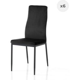 ORESTELUCHETTA Juego 6 sillas negras, al95xan41xpr53 cm, terciopelo salón u oficina