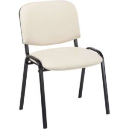 CLP Silla con patas de metal y asiento en Simil cuero Crema