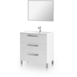 duehome Mueble de baño con espejo feel 3 cajones, blanco
