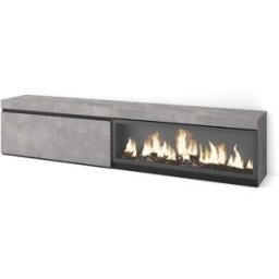 Skraut home Mueble tv efecto madera cemento 208x35x45cm chimenea efecto fuego