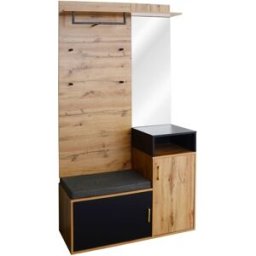 Meubles Cosy Conjunto vestidor con 4 ganchos, espejo, mueble zapatero