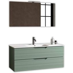 AQA DESIGN Mueble de baño con espejo 4 piezas en mdf verde salvia
