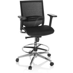hjh OFFICE Silla de mostrador tejido de malla negro