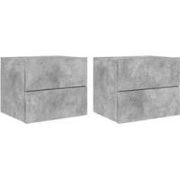Maison Chic Juego de 2 mesitas de noche de pared con led madera gris 50x39x41 cm