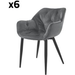 ML-Design 6x Sillas de comedor color antracita en tapizado funda de terciopelo
