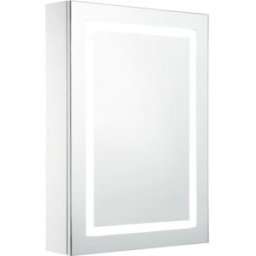 Maison Chic Mueble de baño con espejo led madera blanco 50x13x70 cm