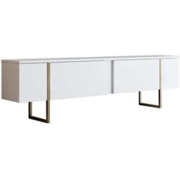 Calicosy Mueble tv 2 puertas abatibles l180 cm - blanco y oro