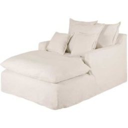 Decowood Sillón de algodón y lino color blanco 115x170cm
