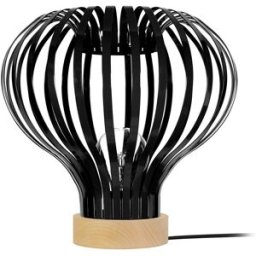 Tosel Lámpara de mesa madera natural pantalla negro