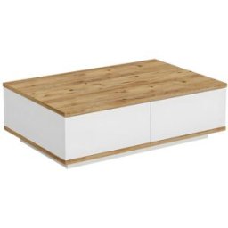 Unique Mesa de centro con 1 abatible en efecto blanco y pino - l90 cm