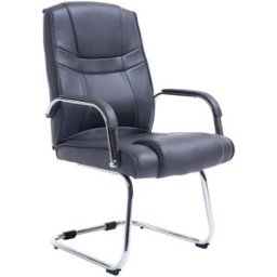 CLP Silla con patas de metal y asiento en simil cuero gris