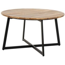 Wanderlust deco Mesa de centro de metal y madera redonda 80x80x45h cm