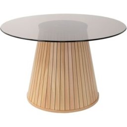 ML-Design Mesa de centro redonda con tablero de cristal 80 x 80 x 50 cm marrón