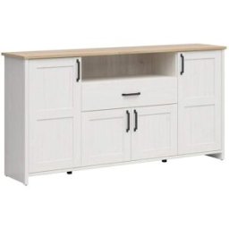 Petits meubles Bufé 4 puertas y 1 cajón paneles de melamina blanco y madera