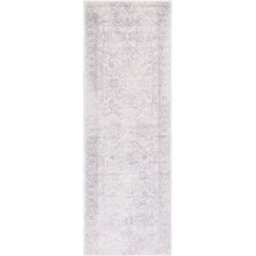 Safavieh Alfombra vintage de polipropileno blanco/plata, 76 x 305 cm