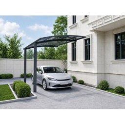 Unique Cochera independiente de aluminio - 1 coche - 15 m² - Gris antracita - ALUVIO