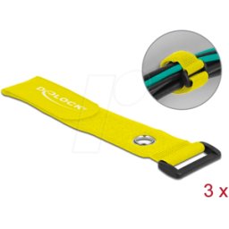 DELOCK 19552 - Bridas de velcro con lazo y ojal L 280 x W 38 mm amarillo 3 piez