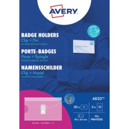 AVERY ZWECKFORM AVZ 4820 - Placa de identificación, 54x90 mm, clip+pin, con placas d