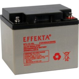 EFFEKTA EFKTA BTL12-45L - Batería de plomo-vellón, AGM, 12V, 45 Ah