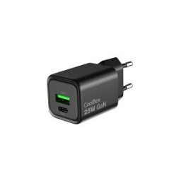 CoolBox CARGADOR GAN 25W USB-A/USB-C PARED NEGRO