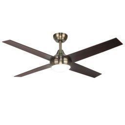 Iluminashop Ventilador de Techo con Luz LED y Mando 18W Cuero/Nogal