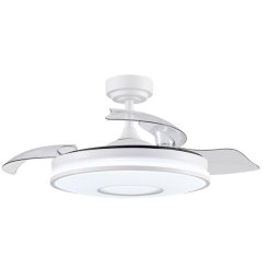 Iluminashop Ventilador de Techo con Luz LED y Mando 48W Blanco Motor DC Aspas Retráctiles