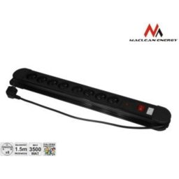 Regleta Maclean MCE11 8 tomas AC cable 1,5 m interior negra interruptor seguridad