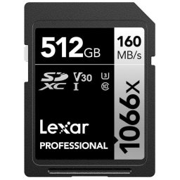 Tarjeta SD Lexar Professional 1066x 512 GB UHS-I 160 MB/s 120 MB/s Negra