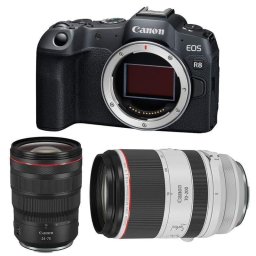 Cámara Mirrorless Canon EOS R8 24.2MP Sensor Full-Frame WiFi Bluetooth + RF 24-70mm y 70-200mm F2.8
