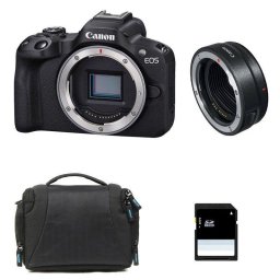 Cámara Mirrorless Canon EOS R50 24.2MP 4K 30p WiFi Bluetooth + Bolsa Tarjeta 8GB Anillo EF-EOS R