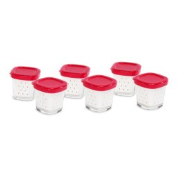 Tefal XF100501 Set 6 Tarros Tapa Roja para Yogurtera Multi Délices Express
